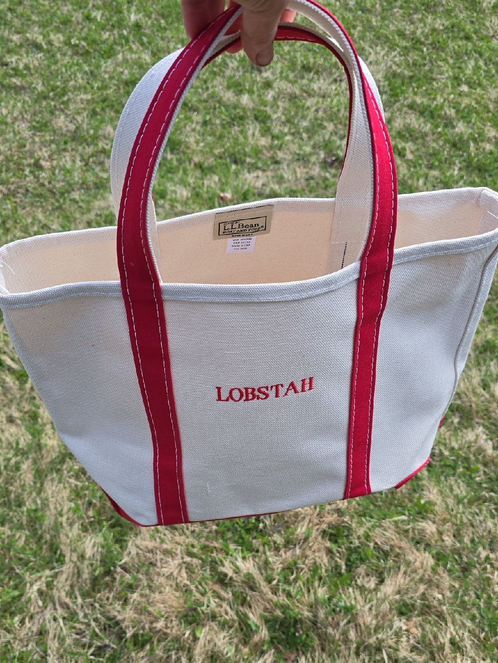 🦞 LOBSTAH Custom Logo LL Bean Canvas Boat Tote Bag Red - Medium NEw
